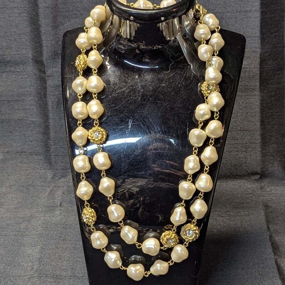 3 for $30 Elegant Gold and Cream Pearl Necklace